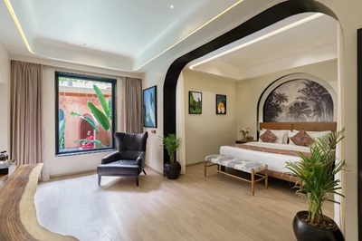 Junior Suite with Bathtub at The Red Pier by Downtown Udaipur offering luxury accommodation and a spacious bathroom.