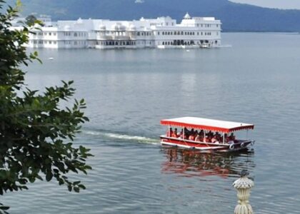 Beautiful Lake Pichola view from The Red Pier by Downtown Udaipur restaurant.